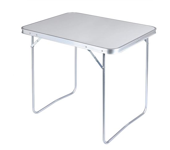 Table De Camping Pique-nique Pliante - Table De Jardin En Aluminium Et Mdf - 80x60.5x70 cm - Gris