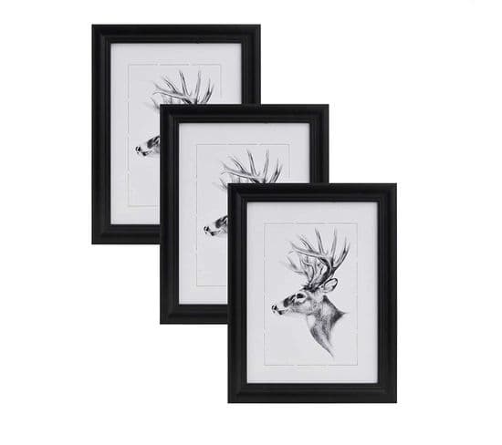 Set De 3 Cadre Photo. Noir. 40x50 cm.artos Style En Bois Et Verre.cadre Décoration Pour La Maison.