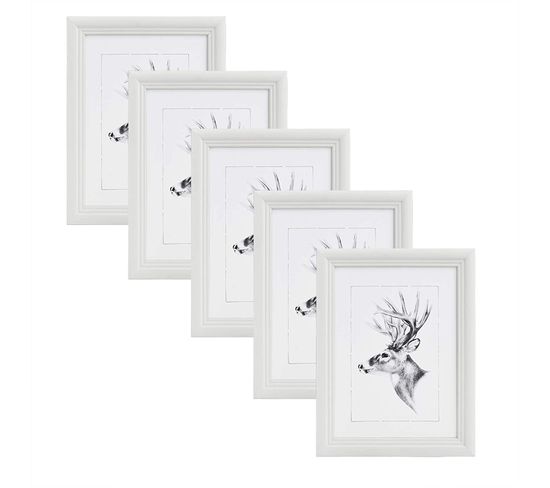 Set De 5 Cadre Photo. Blanc. 40x50 cm.artos Style En Bois Et Verre.cadre Décoration Pour La Maison.
