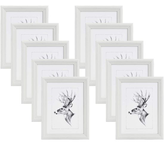 10x Cadre Photo 20x25cm Cadre En Bois Et Verre Décoration Maison Artos Style Blanc