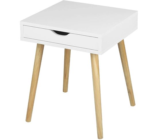 Table De Chevet Moderne Avec Tiroir.table Basse En Aggloméré Et Bois De Pin.blanc