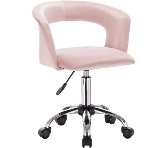 Chaise De Bureau Confortable-fauteuil De Bureau-tabouret À Roulette En Velours--rose