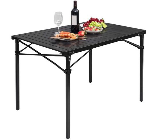 Table Pliante. Table De Camping En Aluminium.table De Pique-nique. 104x69x70 cm. Noir