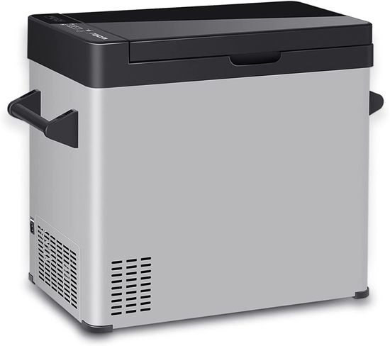 Mini Réfrigérateur Portable.glacière Pour Auto Congélateur De Voiture 60l.81.2x36x59 Cm.argent+noir