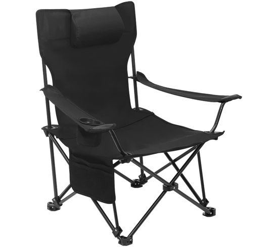 Chaise De Camping Pliante - Chaise Pliable Légère - Chaise De Pêche Dossier Réglable - Noir