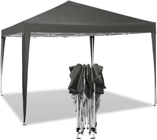 Tonnelle De Jardin-tente Pliante-protection Du Soleil Uv 50+ Hauteur Réglable 3x3m-gris