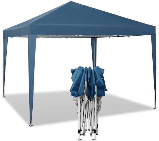 Tonnelle De Jardin-tente Pliante-protection Du Soleil Uv 50+hauteur Réglable 3x3m-bleu