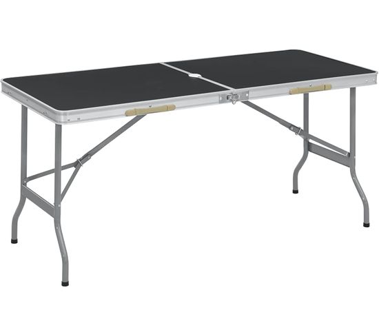 Table De Pique-nique. Table Pliante Valise. Table De Camping En Mdf Et Acier. 150x60x69.5cm. Noir