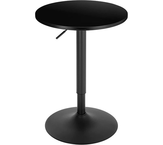 Table De Bar Ronde. Réglable En Hauteur 69.5-91.5 Cm. Pivotante À 360°. Table De Bistrot. Noir.