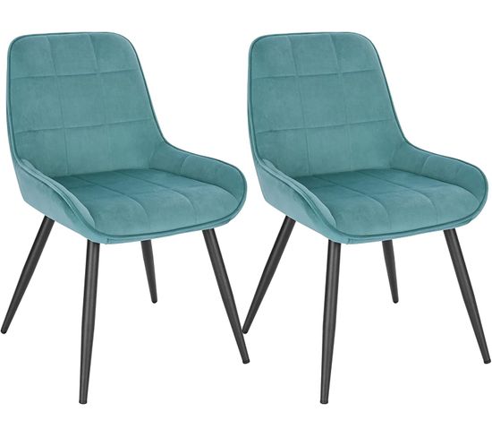2x Chaises De Salle À Manger-chaises Relaxantes En Velours-ergonomiques Avec Dossier-vert Turc
