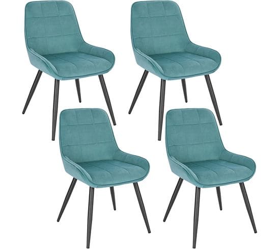 4x Chaises De Salle À Manger-chaises Relaxantes En Velours-ergonomiques Avec Dossier-vert Turc
