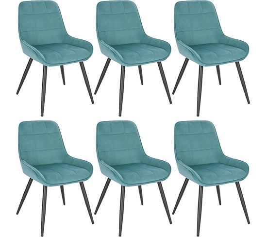 6x Chaises De Salle À Manger-chaises Relaxantes En Velours-ergonomiques Avec Dossier-vert Turc