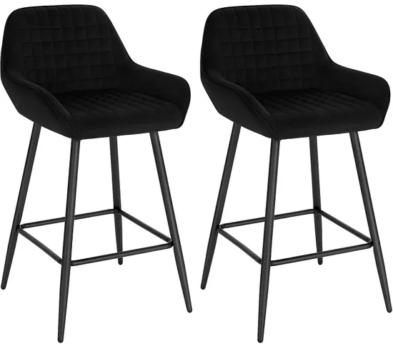 2pcs / set Tabouret de bar design chaise haute pour bar bistro cuir /  velours siège avec repose-pieds cadre en métal chaises de bar domestiques