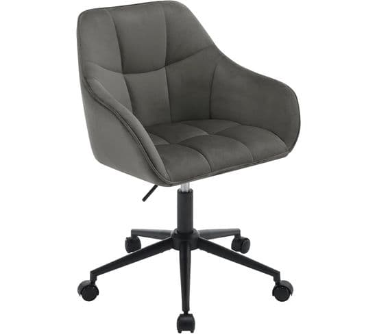 Chaise Bureau En Velours,fauteuil De Bureau Ergonomique,pivotante,hauteur Réglable,gris Foncé+noir