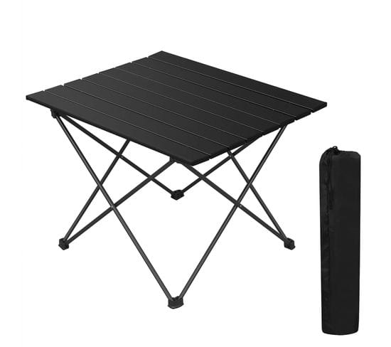 Table Pliante De Camping En Aluminium,table De Voyage Léger Et Portable,56x46x40cm,noir