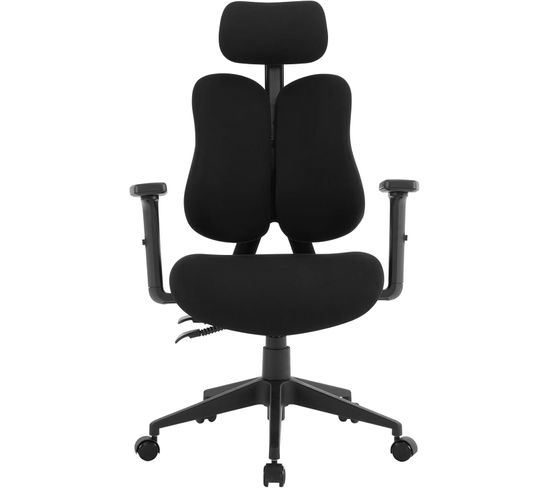 Chaise De Bureau En Tissu Maille,fauteuil Bureau Pivotante Avec Double Dossier Et Appui-tête,noir