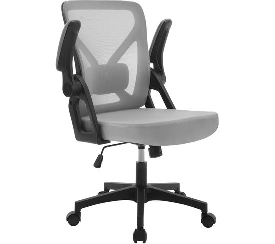 Chaise Bureau Pivotante,fauteuil Bureau,avec Soutien Lombaire Réglable,accoudoirs Rabattables,gris