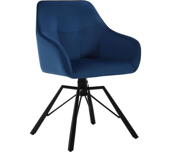 Chaise Pivotante à 360°,chaise Salle à Manger Rembourrée,scandinave,en Velours,pieds En Métal,bleu