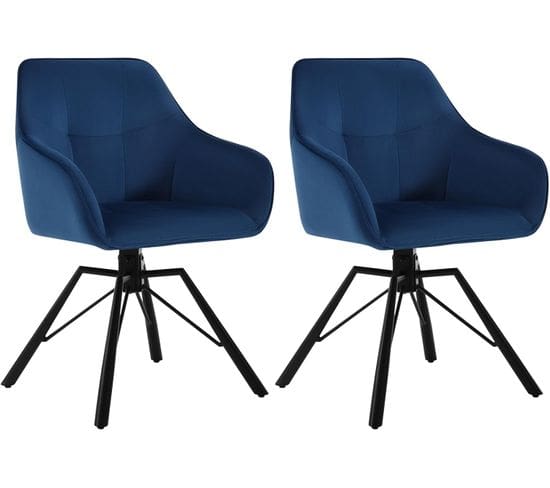 Lot De 2 Chaise Pivotante à 360°,chaise Salle à Manger Rembourrée,scandinave,en Velours,bleu