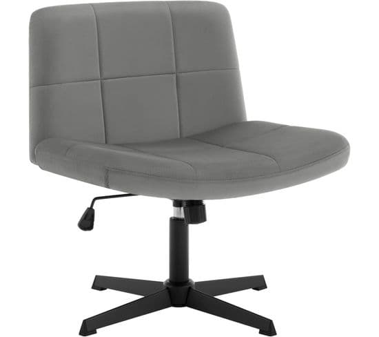 Chaise De Bureau Sans Roulettes,ergonomique,chaise Pivotante En Velours,hauteur Réglable,gris Foncé