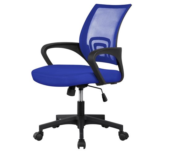 Chaise De Bureau À Roulettes 360°avec Accoudoirs Bleu