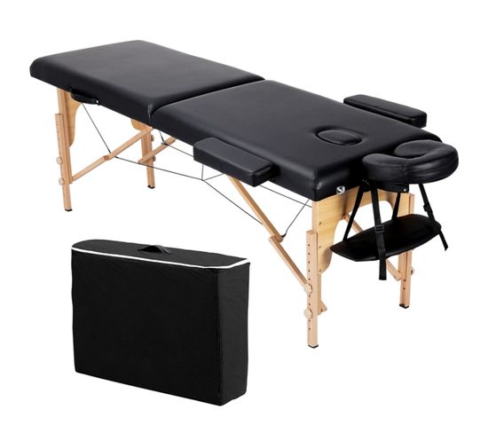 Table De Massage Portable Pliable À 2 Zones Noir