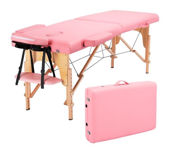 Table De Massage Portable Pliable À 2 Zones Rose