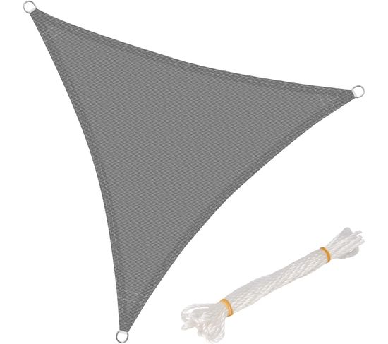 Voile D’ombrage Triangulaire En Hdpe. Protection Contre Le Soleil .3.6x3.6x3.6m Gris