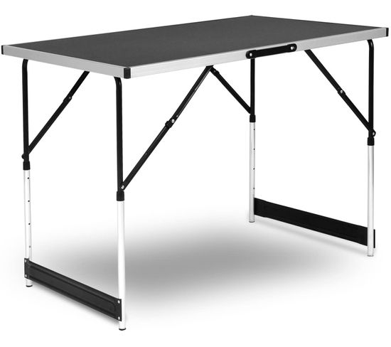 Table De Camping Pliante. Table De Jardin. Réglable En Hauteur. En Aluminium Acier Mdf.noir
