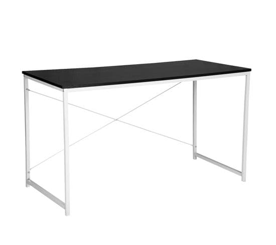 Bureau D’ordinateur.table De Bureau En Bois Et Acier. Table De Travail. 120x60x70 Cm. Noir