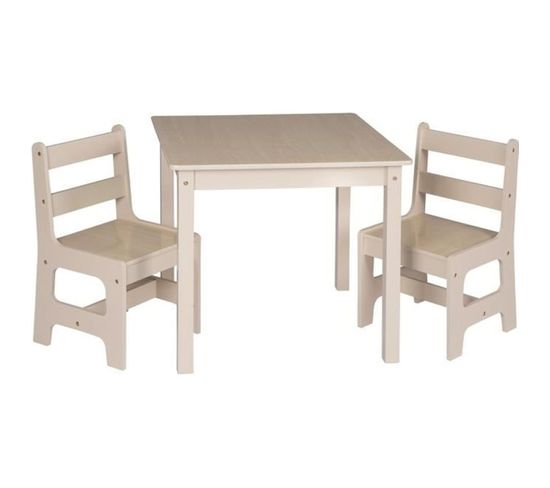 1 Table Et 2 Chaises Enfant En Mdf.60x60x55cm.nature