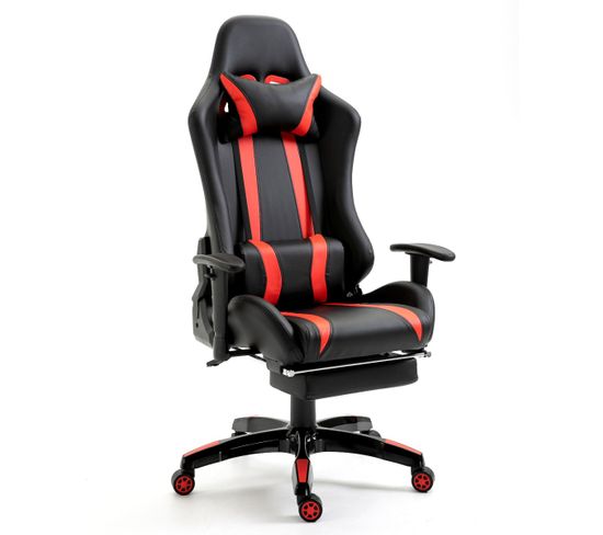 Fauteuil Gaming Gaming Chair Rouge En Polyuréthane (125-153 X 65,5 X 48 Cm)