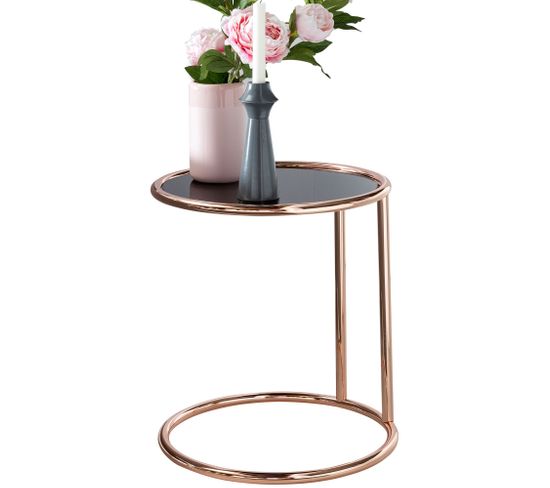 Table Basse Design Verre Métal Table De Salon Ø 45cm Table D'appoint Ronde