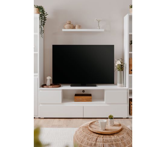 Meuble TV LUMIA 160cm blanc