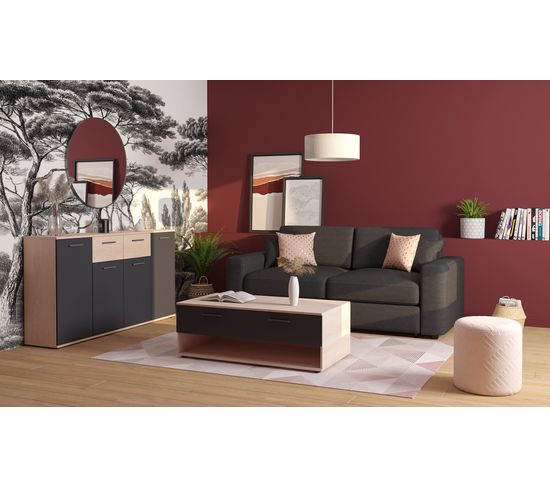 table basse toledo decor chene sonoma et gris table basse but