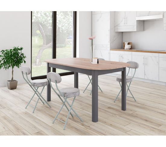 Table L.160/200 rectangulaire TOLEDO 2 décor chêne sonoma/gris