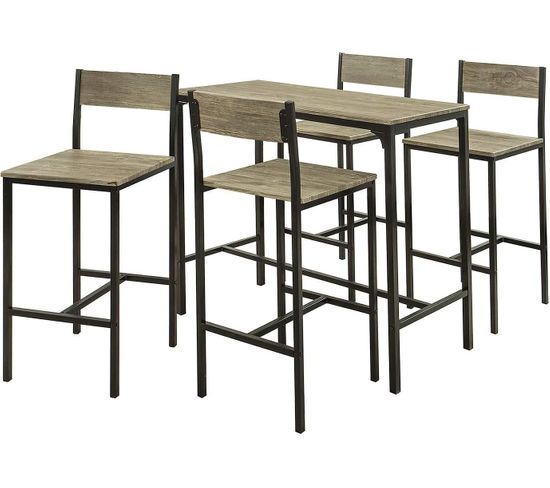 Set De 1 Table + 4 Chaises Ensemble Table De Bar,  Ogt14-n