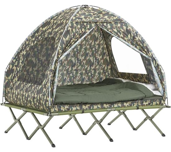 Tente De Camping Pliable 4en1 Avec Tente, Lit En Alu, Sac De Couchage, Matelas Gonflable, Ogs32-l-tn