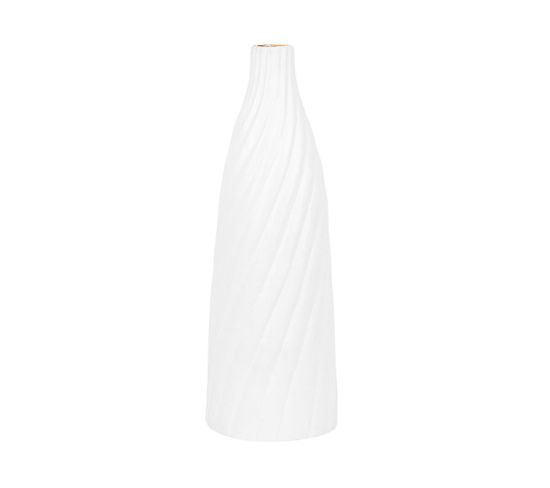 Terre Cuite Vase Décoratif 45 Blanc Doré Florentia