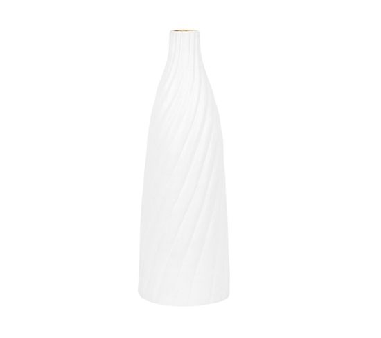 Terre Cuite Vase Décoratif 54 Blanc Doré Florentia