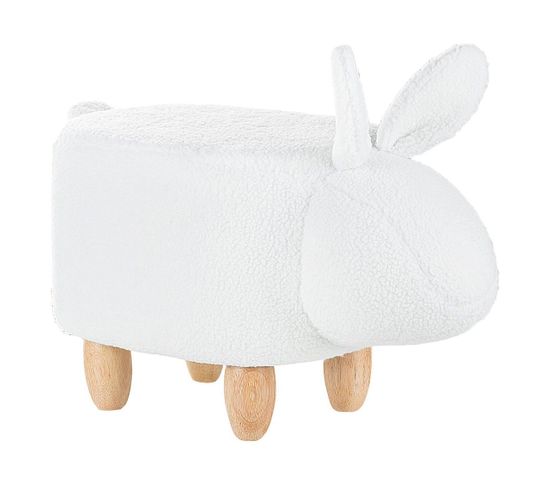 Tabouret Enfant En Tissue Peluche Blanc Bunny