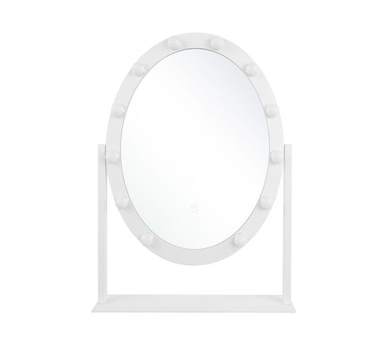 Miroir Oval Blanc Sur Pied 50 X 60 Cm Rostrenen
