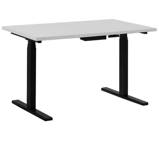 Table De Bureau 130 X 72 Cm Noir Et Blanc Hauteur Réglable Par Electronique Destin Ii