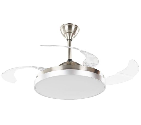 Ventilateur De Plafond Argenté Et Transparent Avec Lampe Ibar