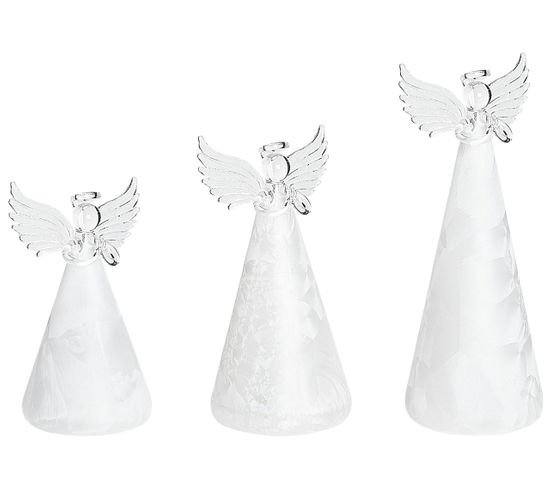 Lot De 3 Statuettes Déco Anges De Noël Avec LED Kittila