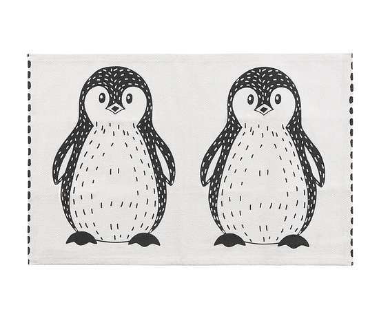Tapis Enfant Motif Pingouin Noir / Blanc 60 X 90 Cm Hajdarabad