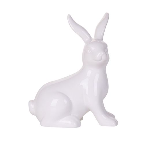 Figurine Décorative Lapin En Céramique Blanc 21 Cm Moriuex