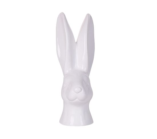 Figurine Décorative En Céramique Tête De Lapin Blanc 26 Cm Guerande