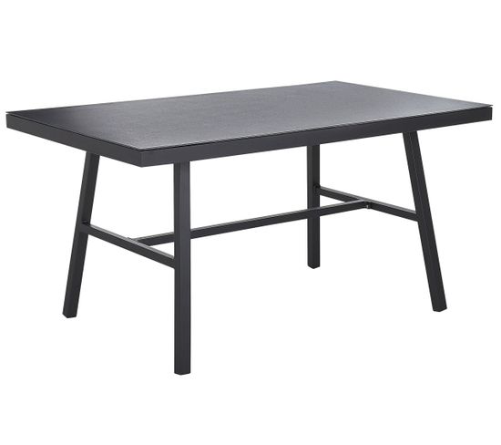 Table De Jardin En Aluminium Noir 150 X 90 Cm Canetto