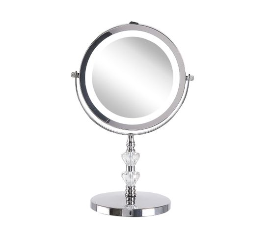 Miroir De Table Grossissant Avec LED Ø 20 Cm Argenté Laon